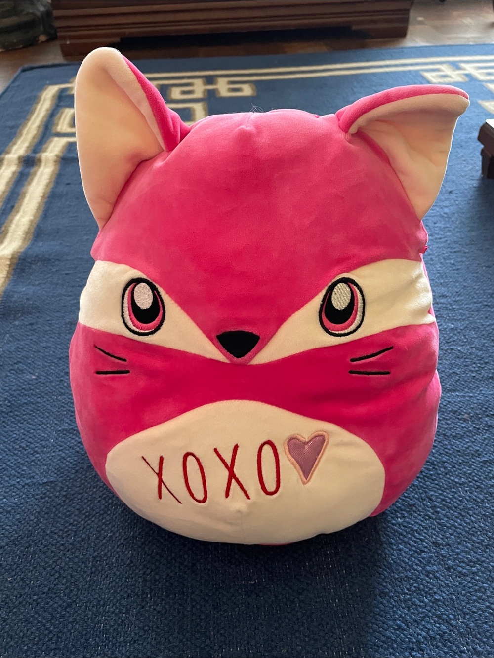 Squishmallows Pink and White Fox Plush with XOXO Embroidery